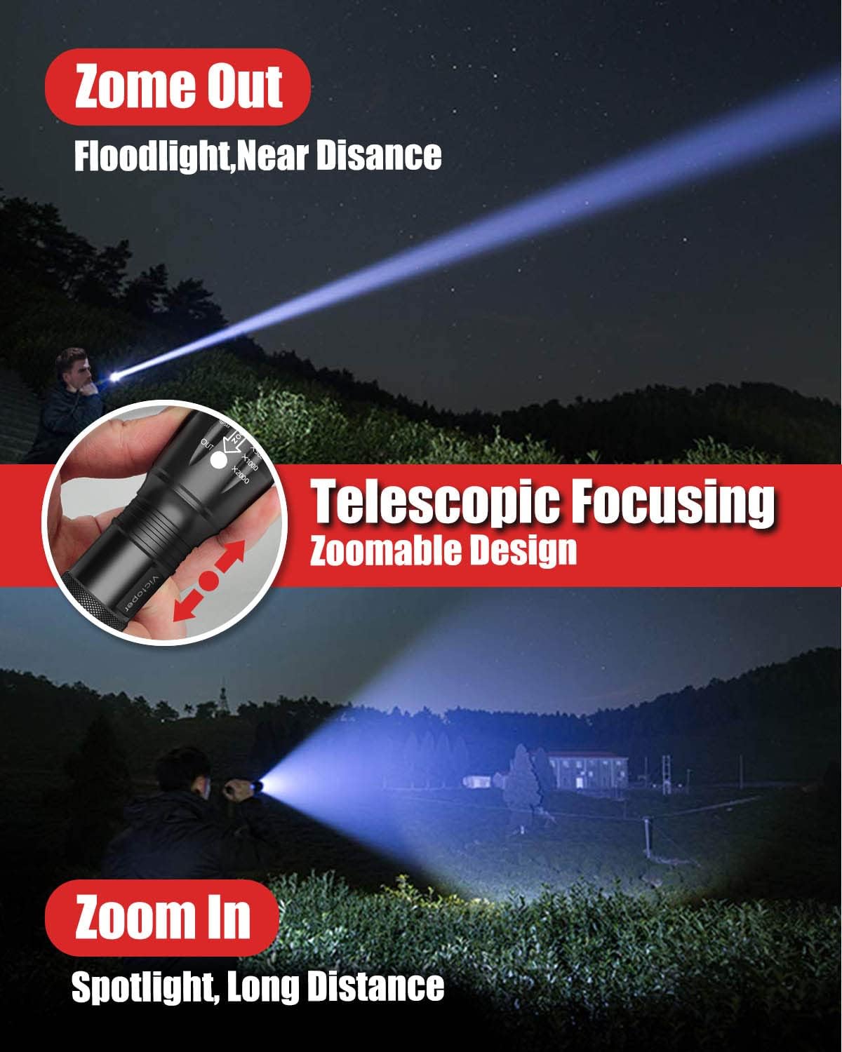 Victoper LED Flashlight 6 Pack
