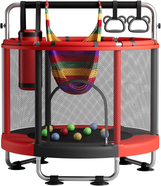 55" Kids Trampoline with Enclosure, 440 lb Capacity, Indoor and Outdoor Toddler Trampoline!